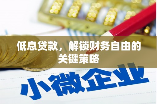 称多低息贷款，解锁财务自由的关键策略